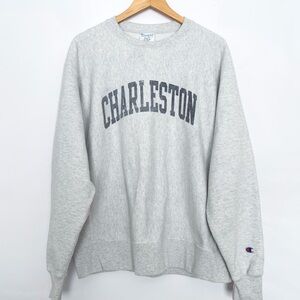 Champion VTG Reverse Weave Charleston Sweatshirt Crewneck Mens Size Large Gray